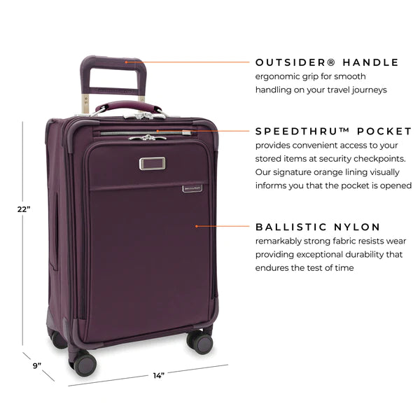 Briggs & Riley | Baseline | Essential 22" Carry-On Expandable Spinner | Plum