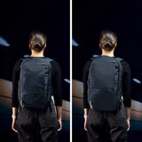 Bellroy Transit Workpack 20L in black, featuring multiple compartments, padded shoulder straps, and sleek design for everyday use.
