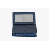 Osgoode Marley RFID gusset card case wallet with multiple card slots and ink-colored interior, made of durable leather.