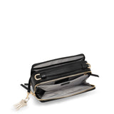 Tumi Voyageur Leather Myla Crossbody bag featuring sleek design, adjustable strap, and premium leather finish.