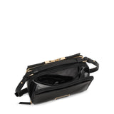 Tumi Voyageur Leather Myla Crossbody bag with adjustable strap and sleek design for everyday use.