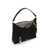 Tumi Voyageur Asbury shoulder bag with adjustable crossbody strap, featuring multiple compartments and sleek design.