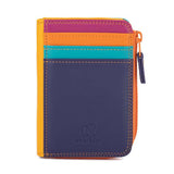 Mywalit small zip purse wallet with colorful leather exterior, front view showing zipper closure and compact design.