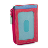 Mywalit small zip purse wallet with colorful leather design and compact size, featuring a zip closure and multiple card slots.