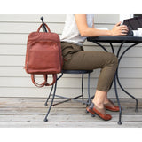 Osgoode Marley RFID organizer backpack in Brandy color with multiple compartments and a sleek, functional design.