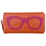 ILI Leather Eyeglass Case 1783 in orange and Indian pink leather, designed to hold and protect eyeglasses.