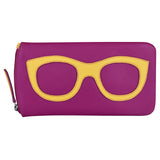 ILI Leather Eyeglass Case 1783 with orchid-colored leather, designed as a stylish wallet and protective eyewear holder.