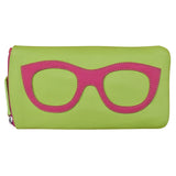ILI leather eyeglass case in Indian pink, stylish wallet design with smooth leather exterior and compact size.