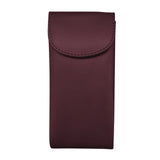 Elegant ILI double eyeglass case in eggplant color with soft interior and sturdy exterior, designed to protect two pairs of glasses.