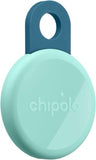 Chipolo Loop key finder in vibrant blue, attached to keys with a sleek, compact design for easy tracking and quick location.