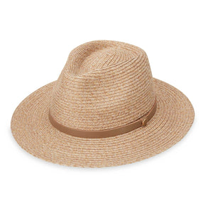 Wallaroo Hat Company Everett UPF 50+ packable hat shown in khaki with wide brim and adjustable chin strap.