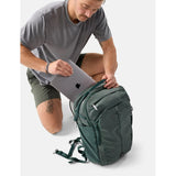 Matador 30L Carry On Travel Pack in juniper green with multiple compartments and durable material for organized travel.