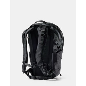 Black Matador 24L Adventure Pack with multiple compartments and adjustable straps, designed for outdoor travel and hiking.