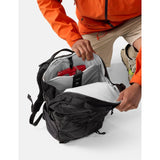 Black Matador 24L Adventure Pack with multiple compartments, adjustable straps, and durable material for outdoor travel.