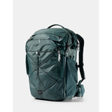 Matador 35L Global Travel Pack in juniper green with multiple compartments and adjustable straps, designed for versatile travel.