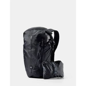 Matador 18L waterproof packable backpack in black, showing its compact design and lightweight, durable material.