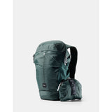 Matador 18L packable backpack in Juniper green, lightweight and compact, shown with the backpack unfolded and ready for use.