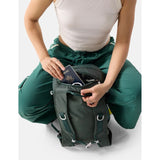 Matador 18L packable backpack in juniper green, shown folded and expanded, lightweight and compact for travel or daily use.
