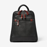 Black Osgoode Marley organizer backpack with multiple compartments and adjustable straps, front view showing organized design.