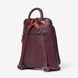 Osgoode Marley organizer backpack in mulberry color with multiple compartments and adjustable straps, designed for everyday use.