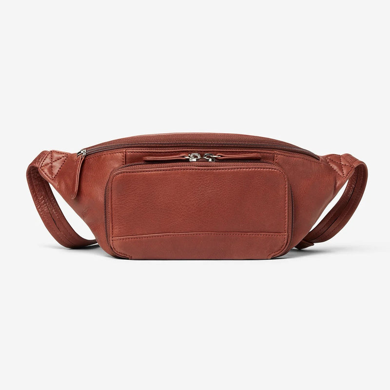 Osgoode Marley RFID organizer waistpack with front pocket and multiple compartments, designed for secure everyday carrying.