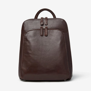 Osgoode Marley RFID organizer backpack in espresso color with front view, featuring multiple compartments and secure RFID blocking technology.