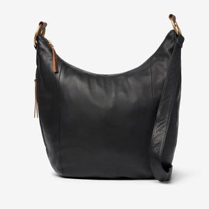 Black Osgoode Marley Tammi Hobo handbag with front pocket, featuring a sleek design and adjustable shoulder strap.