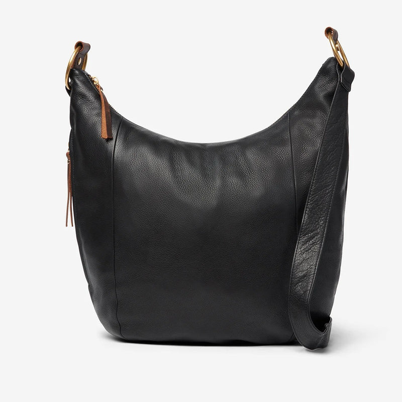 Black Osgoode Marley Tammi Hobo handbag with front pocket, featuring a sleek design and adjustable shoulder strap.