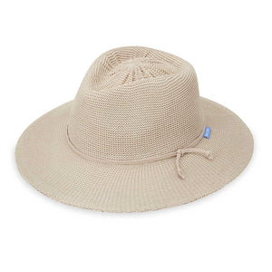Stone Victoria Fedora hat by Wallaroo Hat Company featuring UPF 50+ sun protection, shown from the side view.