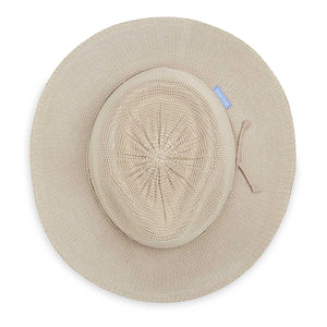 Victoria Fedora hat by Wallaroo Hat Company in stone color, UPF 50+ sun protection, classic wide brim fedora style.