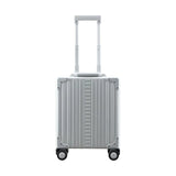 Silver Aleon 16-inch vertical underseat carry-on luggage with sleek design and compact size, ideal for travel convenience.