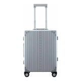 Silver Aleon 21-inch Classic Carry-On suitcase with durable hard shell and four spinner wheels for easy travel.