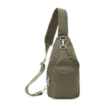 Baggallini Central Park Sling bag in black with adjustable strap and multiple compartments, designed for everyday use.