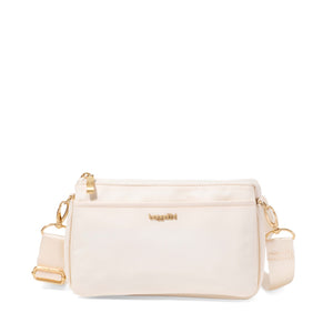 Black Baggallini Perry Crossbody bag with adjustable strap and multiple compartments, made from durable twill fabric.