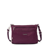 Baggallini Securtex anti-theft keepsake crossbody bag in French Navy with secure zippers and compact design.