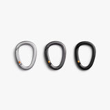 Bellroy Carabiner Trio in black, graphite, and silver, showcasing durable accessories for secure attachment and versatile use.