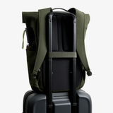 Bellroy Classic Rolltop backpack with sleek black design, adjustable straps, and roll-top closure for versatile everyday use.