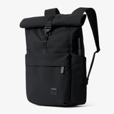 Black Bellroy Classic Rolltop backpack with sleek rolltop closure and adjustable straps, designed for stylish everyday use.