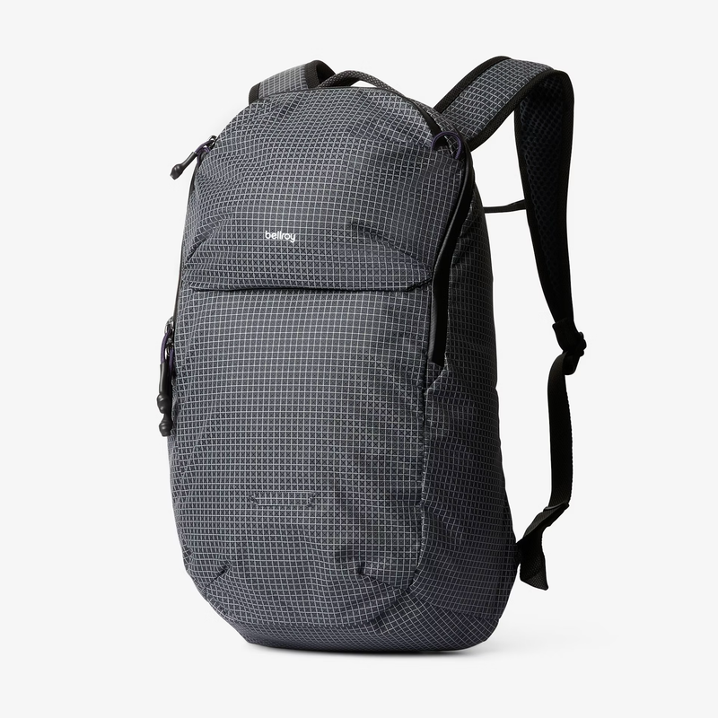 Black Bellroy Lite Ready Pack backpack with sleek design, multiple compartments, and padded shoulder straps for comfortable carrying.