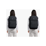 Black Bellroy Lite Travel Pack backpack with multiple compartments and padded straps, designed for comfortable travel and daily use.