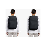 Black Bellroy Lite Travel Pack backpack with 30L capacity, featuring sleek design and multiple compartments for travel organization.