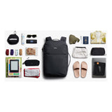 Black Bellroy Lite Travel Pack, 30L backpack with multiple compartments, designed for travel and everyday use.