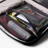 Black Bellroy Lite Travel Pack 30L backpack with multiple compartments and padded shoulder straps, designed for travel and daily use.