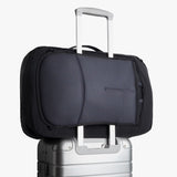Bellroy Lite Travel Pack 38L backpack shown with multiple compartments, ergonomic straps, and durable black fabric for travel use.