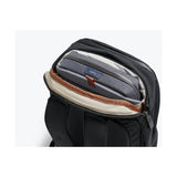 Bellroy Transit Workpack Pro 22L backpack with sleek black design, multiple compartments, and padded straps for comfortable carrying.