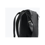 Bellroy Transit Workpack Pro 22L backpack showing sleek black design with multiple compartments and padded shoulder straps.