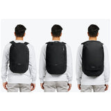 Bellroy Transit Workpack Pro 22L backpack showing sleek black design with multiple compartments and padded shoulder straps.