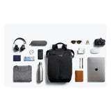 Bellroy Tokyo Totepack backpack with sleek black design, featuring multiple compartments, adjustable straps, and durable material.