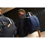 Bellroy Tokyo Totepack Compact backpack with sleek design, featuring multiple compartments and adjustable straps in black fabric.
