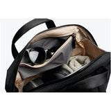 Bellroy Via Workpack backpack with sleek black design, multiple compartments, and padded shoulder straps for comfortable carrying.